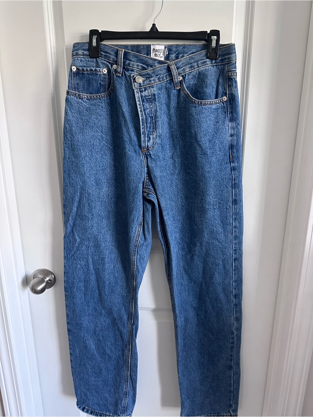 Princess Polly Straight-Leg Blue Denim Jeans